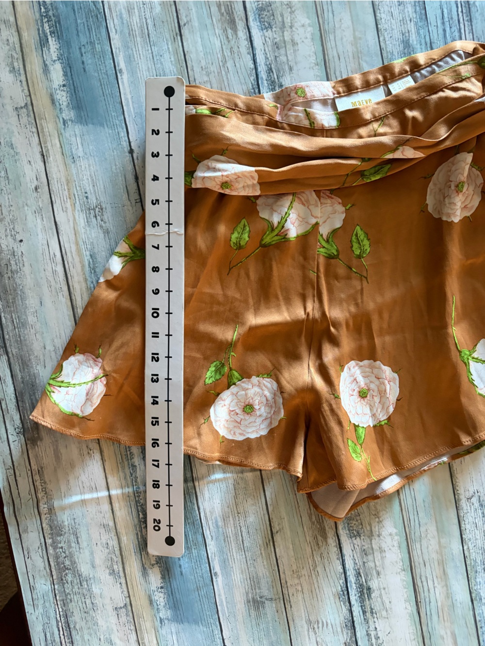 Maeve Rust Floral Wrap Skort with Green Leaf Detail - Picture 6 of 9